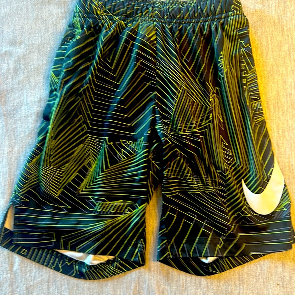 Boys dri- fit shorts, green and black